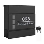 KreateSquare Home Personalised Letter Box, Removable Wall Mounted Mailbox with Keyhole, House Number Plaque for Front Door,Post Box with Newspaper Holder, Waterproof Design Postbox Black (Design 1)