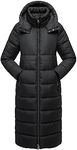 NUTEXROL Womens Winter Warm Thickened Hooded Maxi Long Parka Coat Puffer Down Quilted Jackets, Black-303, Large