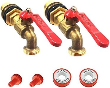 2 Pack Rain Barrel Spigot Kit, Brass Water Tank Faucet with 1 Inch OD Bulkhead Fitting for Outdoor Plastic Bucket Rain Water Drum Gal Container Down Spout Diverter in Garden