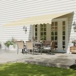 Aoxun 3.6x3M Retractable Awning, Manual Awnings for Patio with Hand Crank, Anti-UV and Waterproof Canopy Outdoor Sun Shades for Garden,Courtyard, Balcony, Beige
