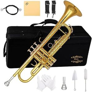 Glory Bb Trumpet - Trumpets for Beginner or Advanced Student with Case, pair of gloves-Gold