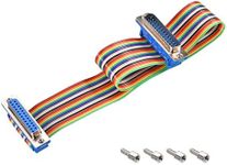 sourcing map IDC Rainbow Wire Flat Ribbon Cable DB25 Male to DB25 Female Connector 2.54mm Pitch 11.8inch Length