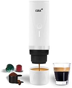 CERA+ Portable Electric Espresso Machine Mini Compatible with Ground Coffee and NS Capsules Fast Brewing Espresso White (Electric Extraction Over 100 CUPS)