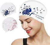 KFFPET Adult Swim Caps for Women, 2 Pieces Waterproof Swimming Cap Bathing Caps for Youths, Durable Silicone Updated Swimming Hat for Long and Short Hair, Easy to Put On and Off