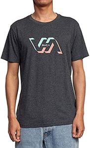 RVCA Men's Premium Red Stitch Short Sleeve Graphic Tee Shirt, Facets/Black, Small