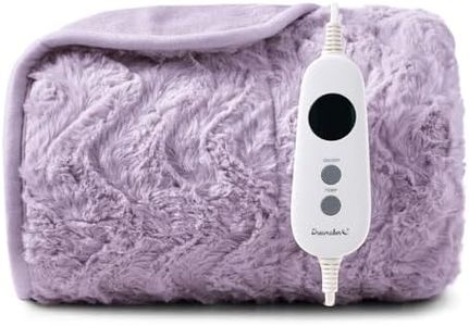 Dreamaker Luxury Faux Fur Electric Heated Throw Blanket 160x130cm Heating Rug Reversible Coral Fleece Plush Snuggle Overheat Protection LED Display 9 Heat Settings Detachable Controller - Lavender