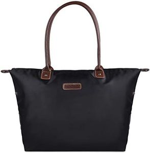 NOTAG Borsa Tote Donna, Impermeabile Nylon Borsetta Borse a Tracolla Viaggio Borse da Spiaggia Shopper (Nero)
