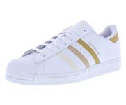 adidas Originals Men's Superstar Sneakers, White/Golden Beige/Magic Beige, Numeric_10_Point_5