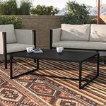 Taylor & Logan Collier Metal Patio Table with Sled Base for Indoor or Outdoor Use in Black