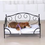 Pet Bed/Dog Sofa with Iron Frame/Bed for Dogs with Detachable Cushion/Comfortable Dog Sofas and Chairs/Cat Sofa for Small Dog/Dog Couch for Summer Using (Black)