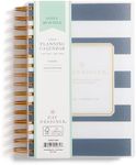 Day Designer for Blue Sky 2025 Daily and Monthly Planner Calendar, 5" x 8", Flexible Frosted Cover, Laminated Tabs, Durable Twin Wire Binding, Navy Stripe (Rugby Stripe Navy- 2025, 5" x 8")