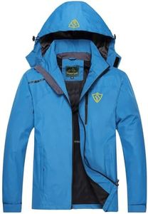GIISAM Men's Lightweight Hooded Rain Jackets Outdoor Travel Hiking Rain Coat Soft Shell Jacket Blue WindBreaker
