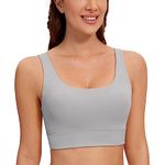 CRZ YOGA Womens ButterLuxe U Back Sports Bra - Padded Low Impact Crop Top Workout Yoga Sport Bra Gull Gray M