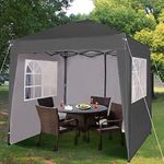 Pop-up Gazebo 2m x 2m With Sides Silver Protective Layer Waterproof Marquee Canopy (WS) (Grey)