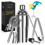 Cocktail Making Set, Cocktail Shakers 6 Pieces Set 750ml Capacity with Bar Accessories and Recipes Made of Food Grade Stainless Steel 304 Great for Home and Bar Use or As a Gift