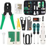 18 in 1 Network Repair Tools Professional Network Cable Tester Kit Network Maintenance Kit for RJ11 / 12/45 Network Crimper Tool with 17 Connectors and 2M Network Cable