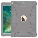 AMZER Rugged Silicone Skin Jelly Slim Protective Heavy Duty Shockproof Case for Apple iPad 9.7, Gray (AMZ202270)