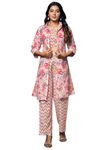 GRECIILOOKS Rayon Ethnic Standard Length 3 Piece Formal Cord Office Blazer Co Ord Set for Women (GL-W1948&W1949&TR970_Pink_S)