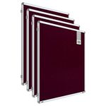 Pragati Systems® Prima Pin-up Display Board for Kids, Home, Office & School (PPUR90120) with Heavy-Duty Aluminium Frame | 3x4 Feet, Maroon (Pack of 4)