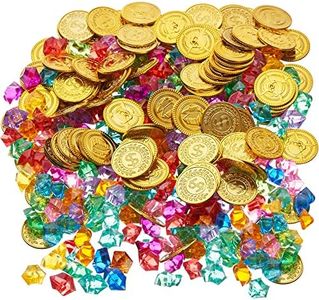 THE TWIDDLERS 300 Juguetes del Tesoro Pirata para Niños - 150 Gemas y 150 Monedas de Oro | Rellenos de Piñata, Fiesta de Cumpleaños