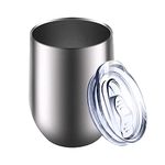 WOODFIB Reusable Coffee Cup, Insulated Travel Mug Vacuum Stainless Steel with Spill Proof Lid, Great for Hot & Cold Drinks - Coffee, Tea, Milk and Wine,12oz/340ml (Silver)