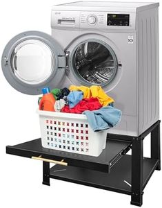 Royxen Washer and Dryer Pedestals Heavy Duty Metal Laundry Pedestal 29", Washer Dryer Pedestal Extra Big Screws for Anti-Vibration, Basket Shelf, 800lbs Capacity, Black