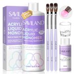 SAVILAND 240ml Monomer for Acrylic Nails: EMA Non-Yellowing Acrylic Liquid for Acrylic Powder Nail Extension with 3Pcs Acrylic Nail Brushes+Brush Conditioner+Dappen Dish Gift for Her