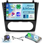 8 CORE 6G+128G Car Radio for Nissan Altima 2008-2012 with Wireless CarPlay/Android Auto, Podofo 9” 1280 * 720P IPS Touch Screen Stereo Android 13 GPS WiFi Bluetooth DSP SWC Backup Camera (Manual A/C)