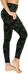 Women's High Waisted Reflective Yoga Pants with Pockets: Full, Capri, 7/8 Length, 7/8-print-green Camouflage, 2X