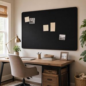 Black Large Felt Bulletin Board for Wall 72 x 48 Inch Frameless