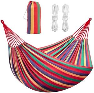 Signstek Hammock Garden Camping Swing Portable 2 Person Outdoor 190 x 150 cm Beach Travel sleeping Canvas 150kg Load Capacity (Red)