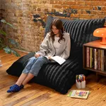 Jaxx Pillow Saxx 5.5-Foot Faux Fur - Luxuriously Soft Bean Bag Floor Pillow and Lounger, Mondo Black