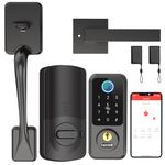 Smart Door Lock Handle Sets - Hornbill Keyless Entry Keypad Front Door Lock with Handle - Fingerprint Smart Alexa Lock - Smart Deadbolt Lock with Handle Latch - Remote Access Bluetooth APP-Matte Black