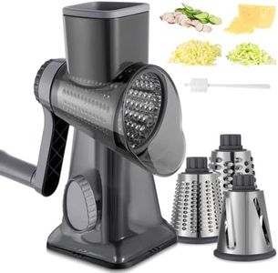 EDEFISY Cheese Grater Hand Crank Rotary Cheese Grater with Handle,3-in-1 Cheese Shredder with Interchangeable Blades and Strong Suction Base Multifunctional Grater for Kitchen