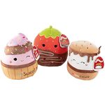 Squishmallow 8" Dessert Food Plush, 3pk - Cupcake, Smores, & Strawberry - Set of 3 - Soft and Squishy Adorable Stuffed Animal - Great Gift for Kids - Ages 2+