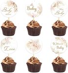 Henoyso 48 Pcs Boho Baby Shower Cupcake Toppers Boho Baby Shower Decorations for Pampas Grass Cupcake Toppers Boho Baby Shower Favors Cake Decorations for Birthday Party Decoration