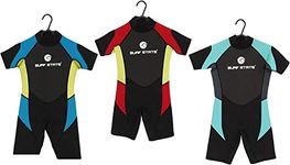 Surf State childs shorty wetsuits, infant childs kids girls boys wetsuit, choice of size and colour (blue/yellow, 34" 13-16year)