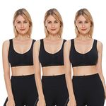 JOJOANS 3 Pack Bra Bralette Ultimate Comfort Bra Padded Seamless Plus Size Light Support Sports Bra for Yoga Stretch Wireless Leisure Underwear, XXL