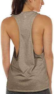 icyzone Workout Tank Tops for Women - Running Muscle Tank Sport Exercise Gym Yoga Tops Athletic Shirts (XS, Beige)