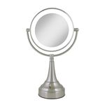 Zadro 11-Inch 10x Mag Next Generation Led Cordless Double Sided Round Vanity Mirror, Satin Nickel Finish