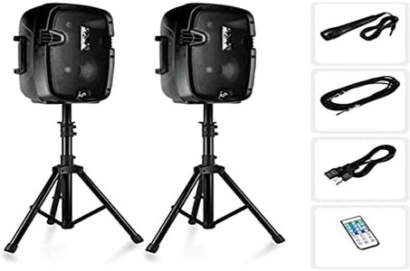 Powered PA Speaker System Active & Passive Bluetooth Loudspeakers Kit with 8 Inch Speakers, Wired Microphone, MP3/USB/SD/AUX Readers, Speaker Stands- PYLE PPHP849KT.5