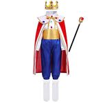 Boys Prince Charming Costume Kids Medieval Royal Prince Outfit Prince King Dress up Halloween 7pcs White 4-5 Years