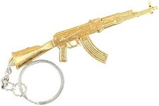 Fat-catz-copy-catz Gold Collectable Mens Boys metal Model AK47 Kalashnikov Assault Rifle Gun Keyring 10cm