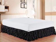 Elegant Comfort Luxurious Premium Quality 1500 Thread Count Wrinkle and Fade Resistant Egyptian Quality Microfiber Multi-Ruffle Bed Skirt - 15inch Drop, Queen, Black