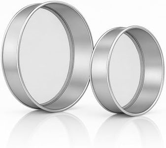 Stainless Steel Flour Sifters, Set of Fine Mesh Round Flour Sieves for Baking - 8" Diameter x 2.5" High and 9.5" Diameter x 2.5" High; Both 20 Mesh