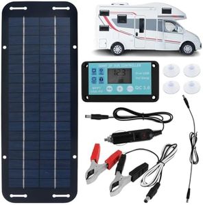 Solar Panel Kit，12V 30W IP65 Waterproof Solar Trickle Charger，Portable Monocrystalline Solar Powered Battery Charger with Voltage Regulator，Car Battery Charger Controller for Car RV Boat Motorcycle