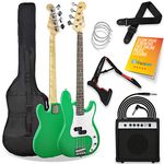 3rd Avenue Full Size 4/4 Electric Bass Guitar Beginner Pack Kit with 15W Amplifier, Bag, Cable, Strap, Stand and Spare Strings – Green