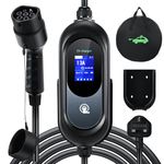 EVJUICION EV Charger Type 2 to 3 Pin 10M, 6/8/10/13A Adjustable, 12 Hours Delay Timer, Touch Control, IP67 Waterproof, 3.3kW Electric Ev Charger, EV Charger Cable Type 2 to 3 Pin Plug with Cable Bag