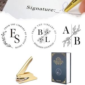 Personalized Book Embosser – Custom Library Stamp with Name & Initial | Brass Template, Large Fonts, Crisp Impressions, Elegant Gift for Readers, Teachers & Collectors