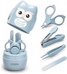 YIVEKO Baby Nail Kit, 4-in-1 Baby Nail Care Set with Cute Case, Baby Nail Clipper, Scissor, Nail File & Tweezer, Baby Manicure Kit and Pedicure kit for Newborn, Infant, Toddler, Kids-Owl Blue